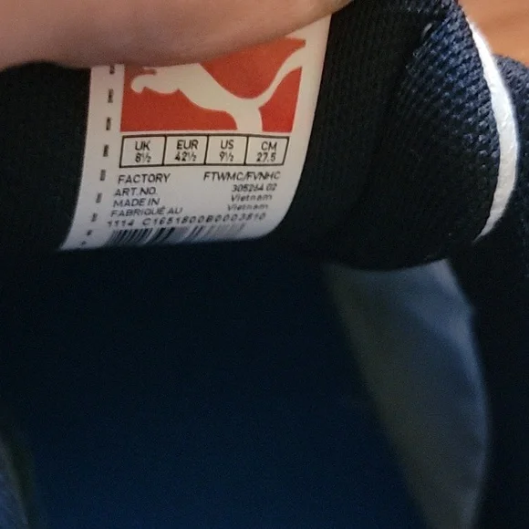 Men's White and Blue Puma Shoes - Picture 6 of 7